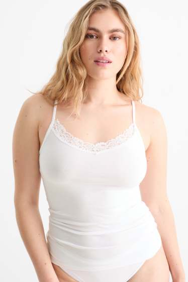 Dames - Set van 2 - hemdje - zwart / wit