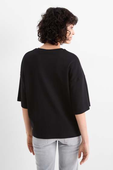 Dames - Basic T-shirt - oversized - zwart