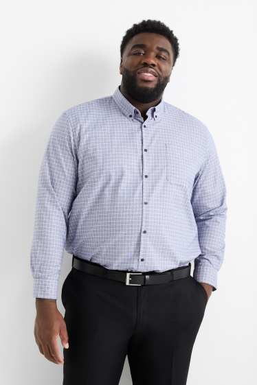 Herren - Hemd - Regular Fit - Button-down - bügelleicht - kariert - dunkelblau