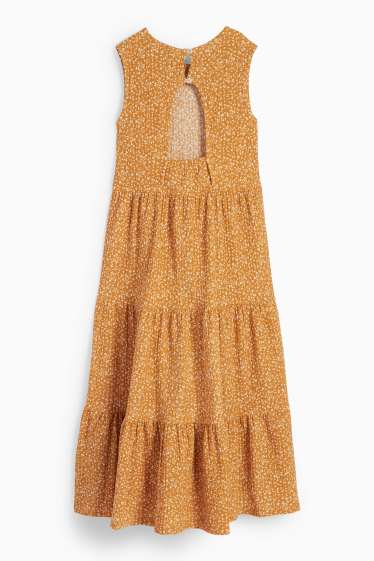 Enfants filles - Robe - à fleurs - orange clair