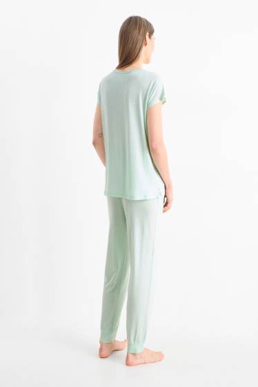 Women - Viscose pyjamas - polka dot - mint green