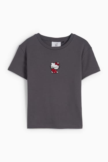 Dames - T-shirt - Hello Kitty - donkergrijs