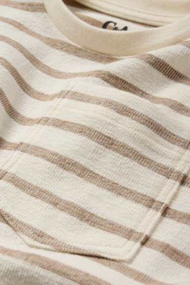 Enfants garçons - T-shirt - à rayures - texturé - blanc crème
