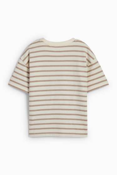 Enfants garçons - T-shirt - à rayures - texturé - blanc crème