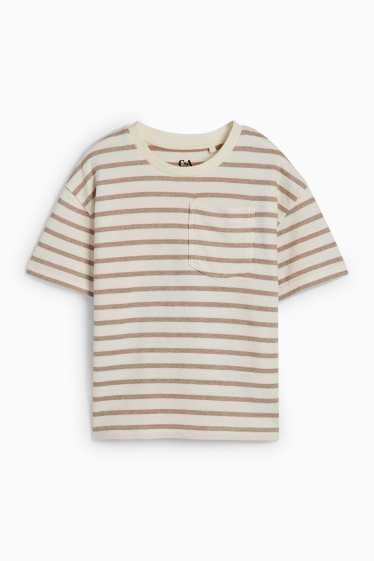 Enfants garçons - T-shirt - à rayures - texturé - blanc crème