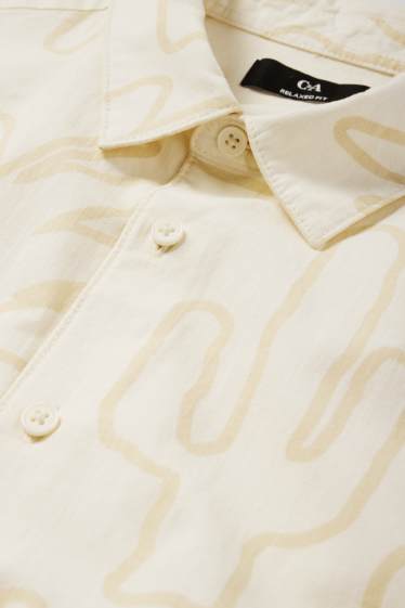 Men - Shirt - relaxed fit - kent collar - patterned - light beige