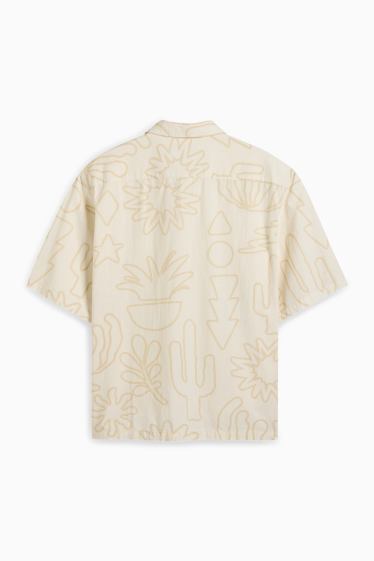 Men - Shirt - relaxed fit - kent collar - patterned - light beige