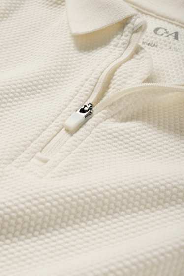 Kinderen: jongens - Poloshirt - met structuur - crème wit