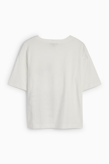 Dames - T-shirt met strass steentjes - wit