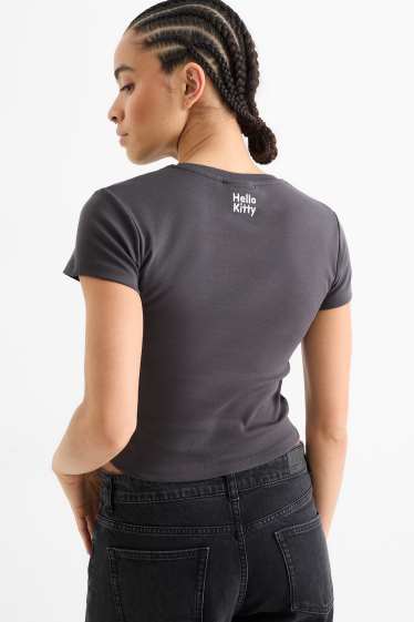 Dames - T-shirt - Hello Kitty - donkergrijs