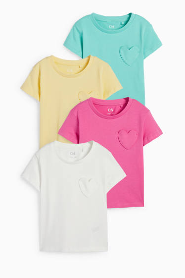 Children Girls - Multipack of 4 - heart - short sleeve T-shirt - cremewhite