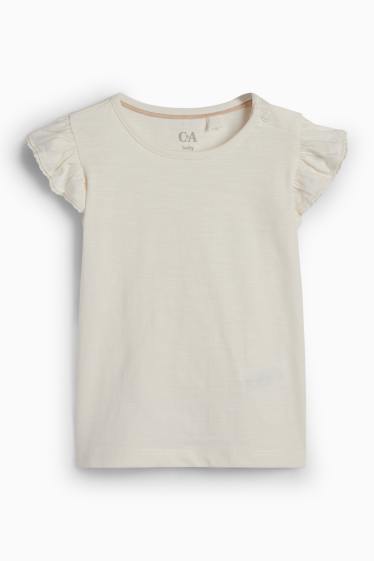 Baby: meisjes - Bloemetje - baby-outfit - 2-delig - crème wit