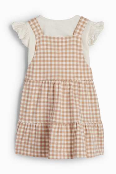 Baby: meisjes - Bloemetje - baby-outfit - 2-delig - crème wit