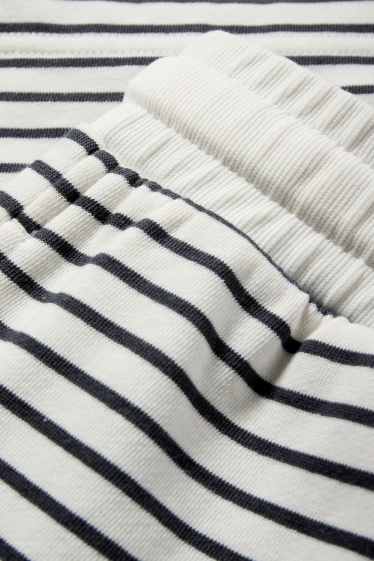Women - Basic sweat shorts - striped - white / black