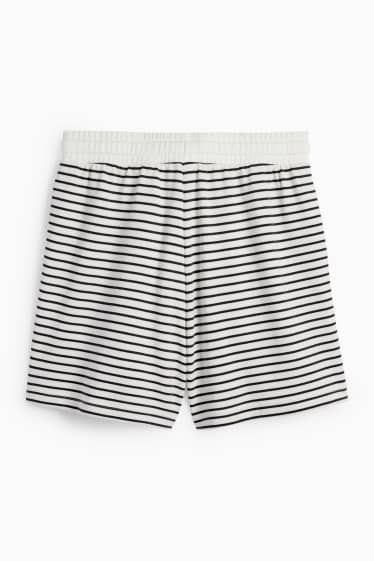 Women - Basic sweat shorts - striped - white / black