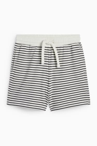 Women - Basic sweat shorts - striped - white / black