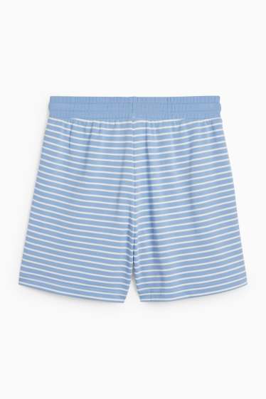 Dames - Basic sweatshort - gestreept - lichtblauw
