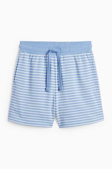 Dames - Basic sweatshort - gestreept - lichtblauw