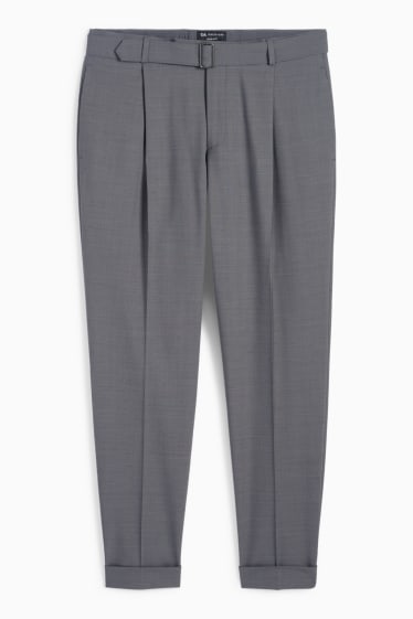Home - Pantalons combinables - regular fit - 4 way stretch - mescla de llana verge - gris