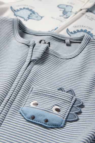 Baby Jungen - Multipack 2er - Dino - Baby-Schlafanzug - dunkelblau / weiss