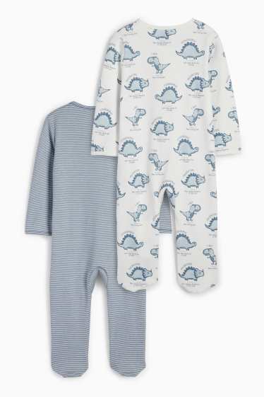 Baby Jungen - Multipack 2er - Dino - Baby-Schlafanzug - dunkelblau / weiss