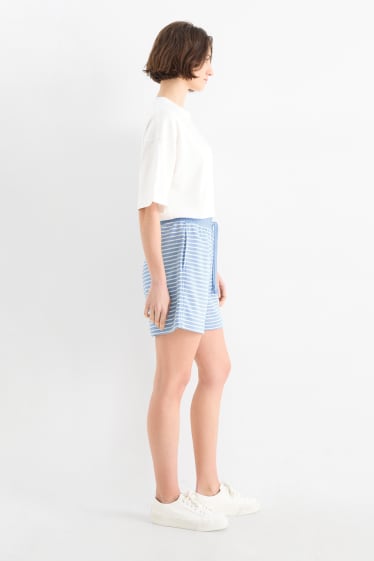 Dames - Basic sweatshort - gestreept - lichtblauw