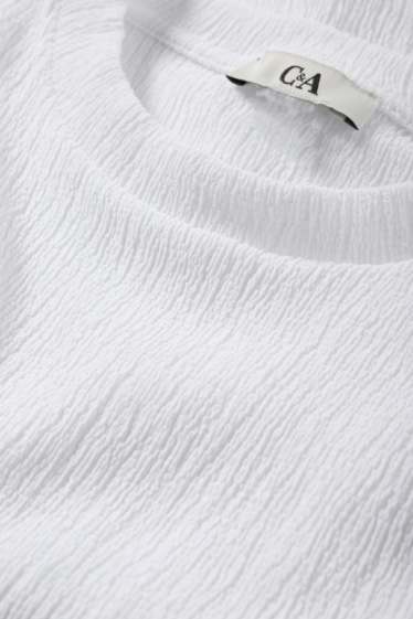 Women - T-shirt - relaxed fit - textured - white