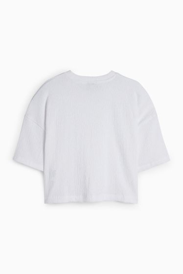Women - T-shirt - relaxed fit - textured - white