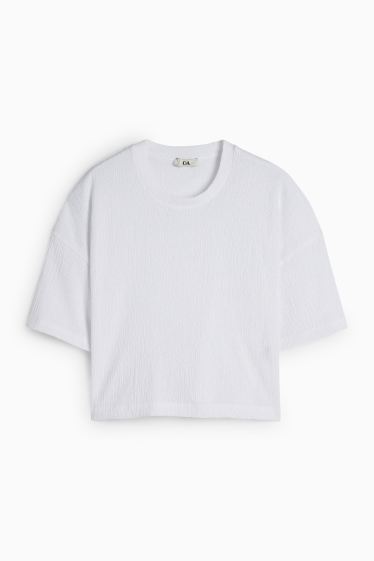 Women - T-shirt - relaxed fit - textured - white