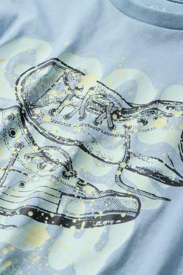 Kinder Buben - Sneaker - Kurzarmshirt - hellblau