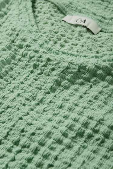 Dames - T-shirt - regular fit - met structuur - groen