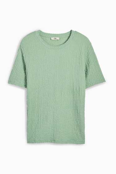 Dames - T-shirt - regular fit - met structuur - groen
