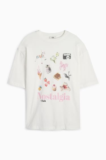 Women - T-shirt - oversized - white