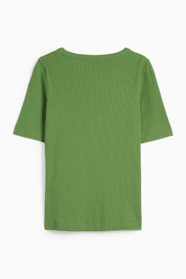 Donna - T-shirt basic - slim fit - a coste - verde