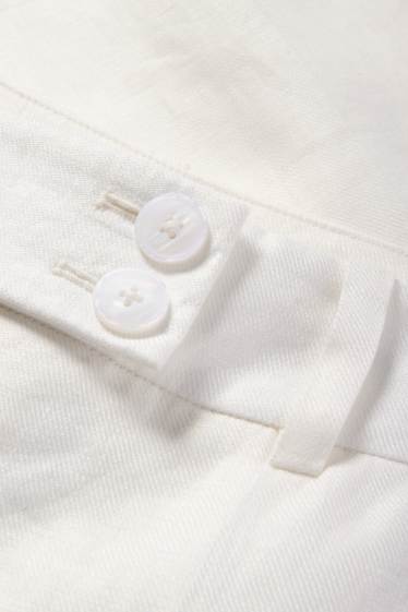 Femmes - Pantalon de bureau en lin - high waist - straight fit - blanc crème