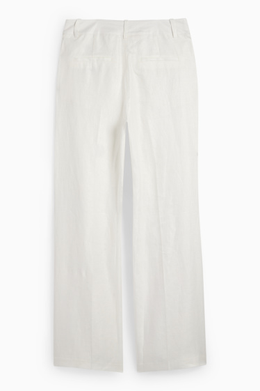 Femmes - Pantalon de bureau en lin - high waist - straight fit - blanc crème