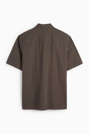 Heren - Overhemd - relaxed fit - kent - bruin