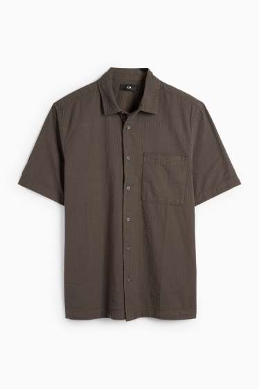 Heren - Overhemd - relaxed fit - kent - bruin