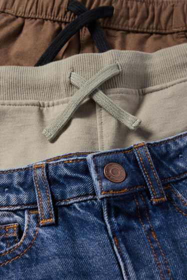 Kinderen: jongens - Set van 3 - bermuda - bruin / blauw