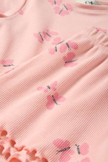 Kinder Mädchen - Schmetterling - Shorty-Pyjama - gerippt - 2 teilig - rosa