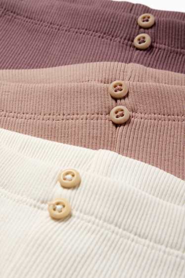 Baby: meisjes - Set van 3 - babyfietsbroeken - geribd - crème wit