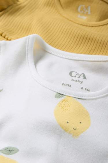 Baby: meisjes - Set van 2 - citroen - babypyjama - wit / geel