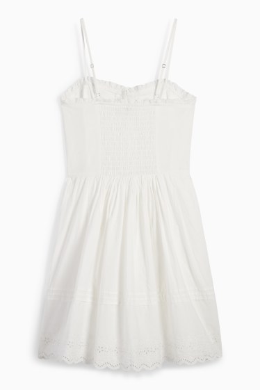 Dames - Fit & flare-jurk - Broderie Anglaise - wit