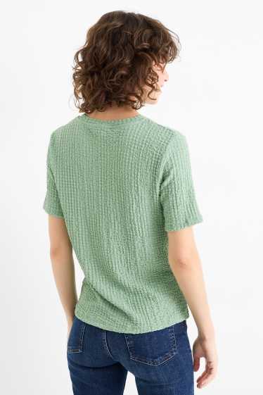 Dames - T-shirt - regular fit - met structuur - groen