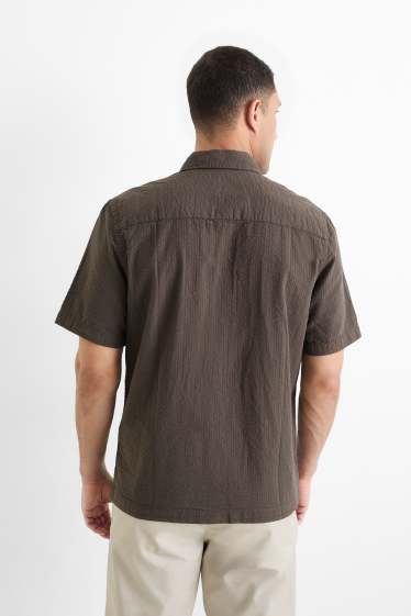 Heren - Overhemd - relaxed fit - kent - bruin