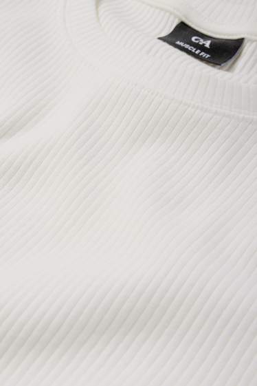 Men - T-shirt - ribbed - white