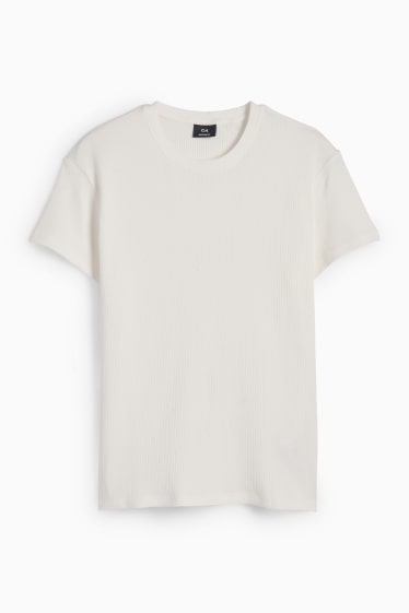 Men - T-shirt - ribbed - white