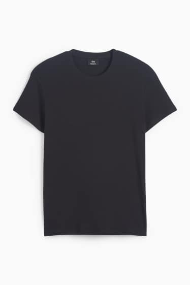 Men - T-shirt - ribbed - black