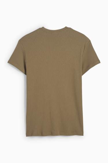 Men - T-shirt - ribbed - dark green