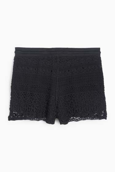 Women - Shorts - mid-rise waist - black
